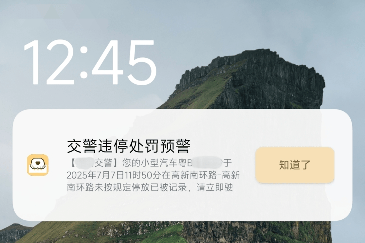 违章停车处罚预警通知